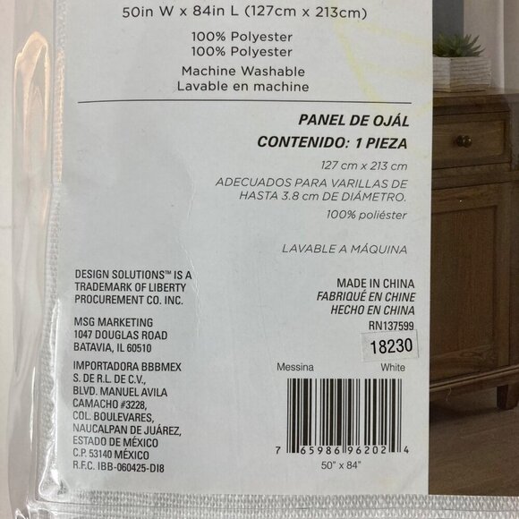 Design Solutions Room Darkening Messina Grommet Panel White 50" x 84"L NIP #3 - Picture 5 of 7